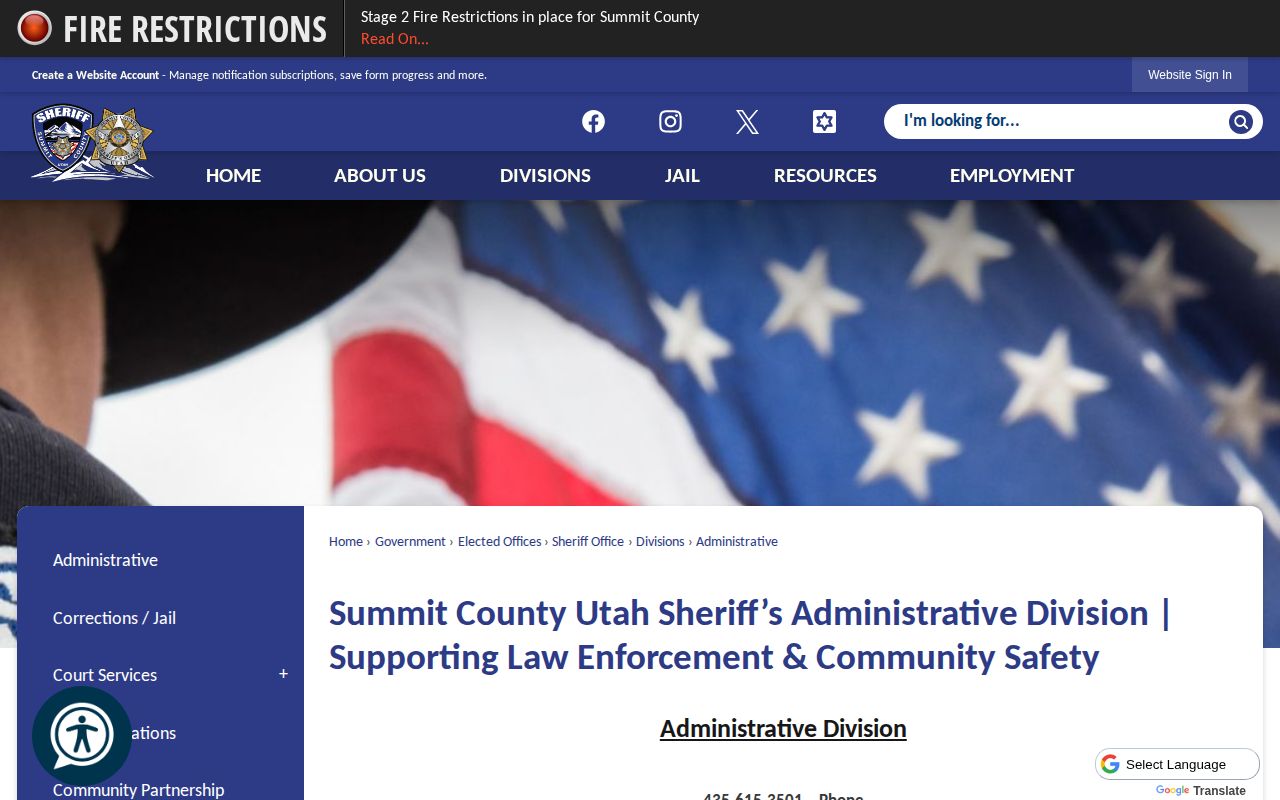Summit County Sheriff Administrative Division records-request information for Coalville booking records