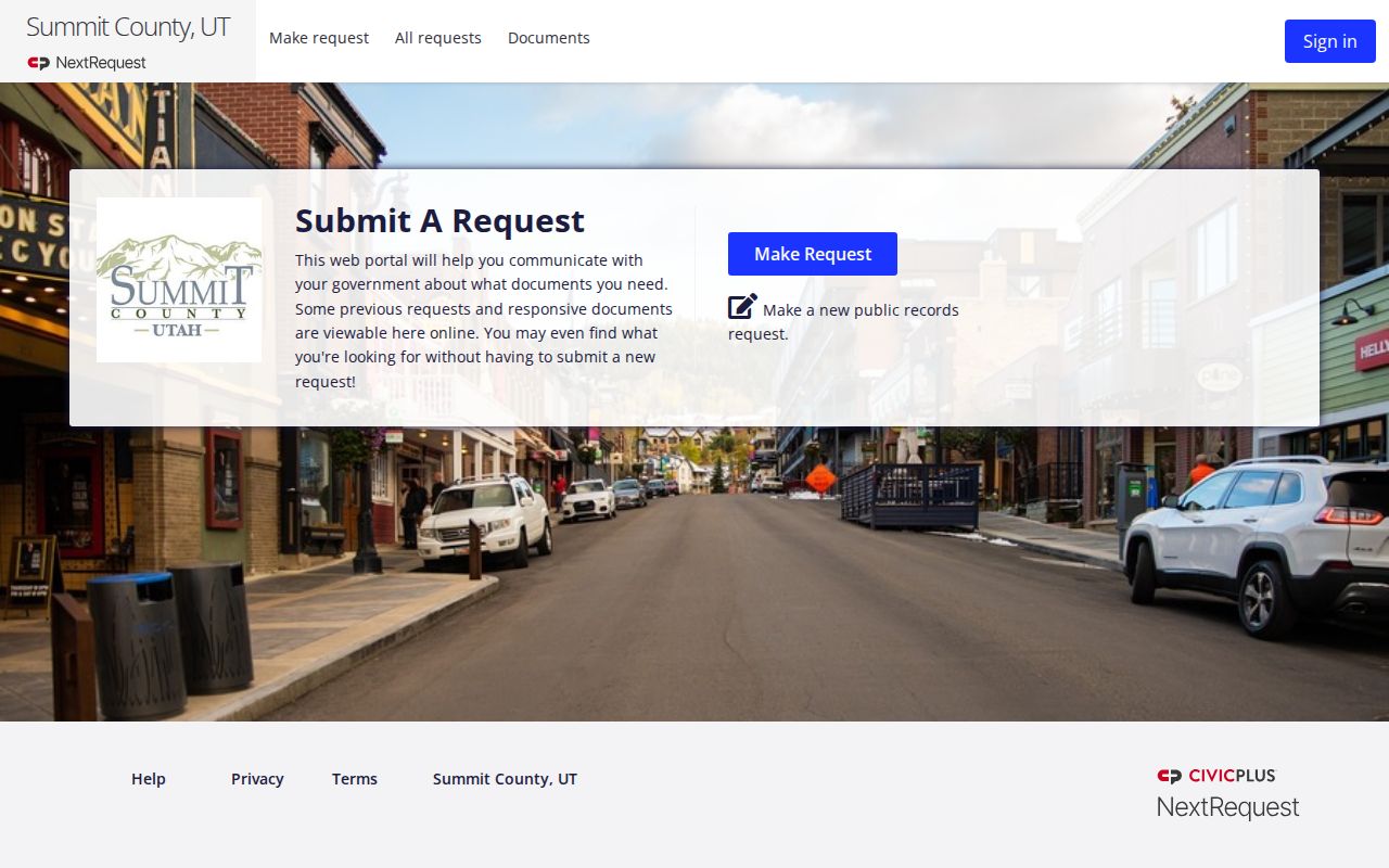 Summit County booking record request portal